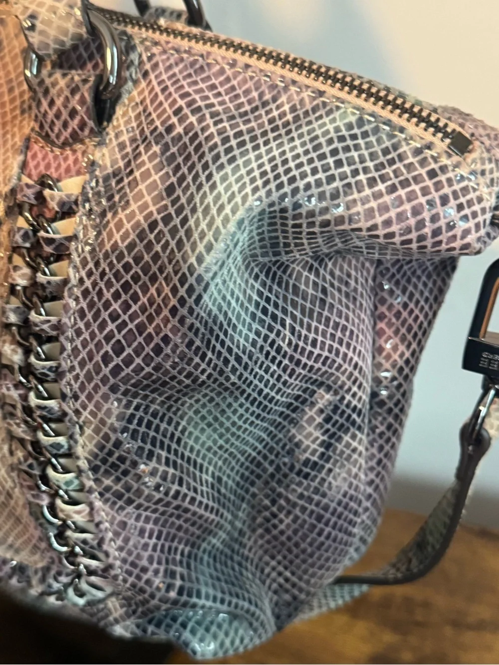 Aimee Kestenberg Tamitha Satchel Multi-Color Snake-Print Tote Bag Top Handles